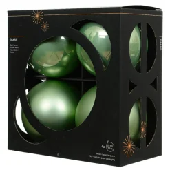Lot de 4 boules de Noël en verre (D100 mm) Boréal Vert matcha
