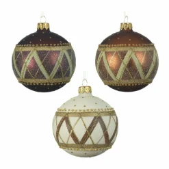 Lot de 6 boules de Noël en verre (80 mm) Elia Cannelle