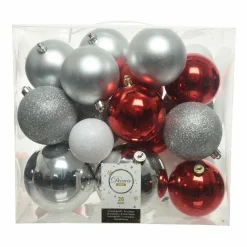 Lot de 26 boules de Noël Lara Multi Rouge/Blanc/ Argent