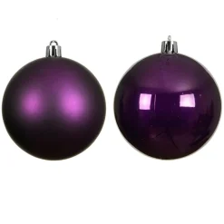 Lot de 4 boules de Noël unies (D100 mm) Aravis Figue