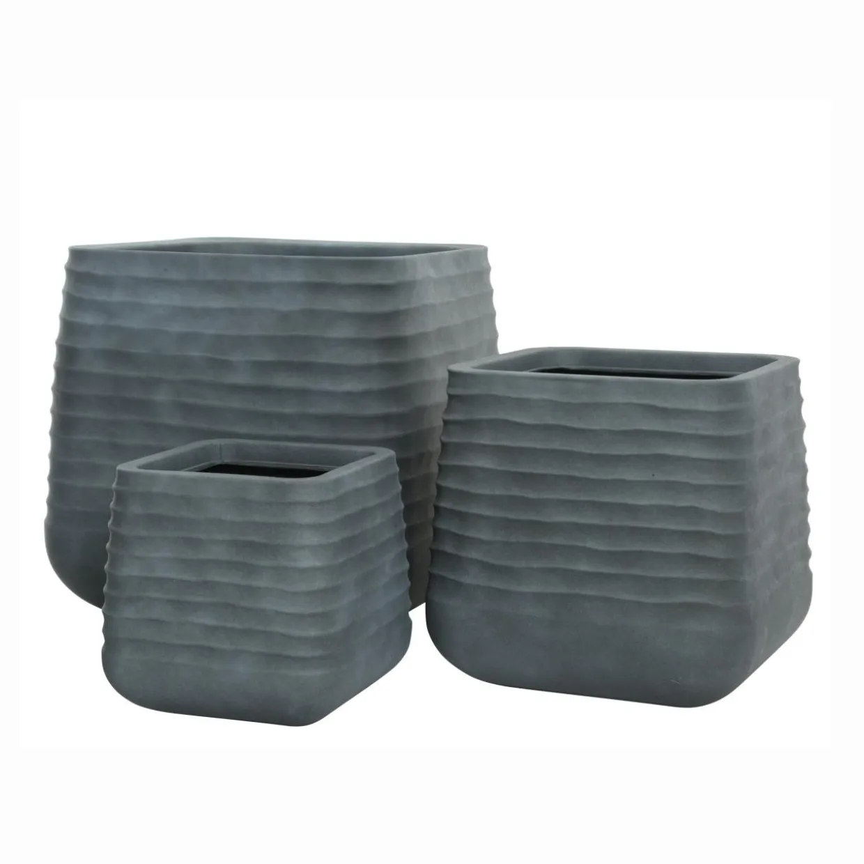 Lot de 3 cache-pots d'extérieur carrés (H49-37-27 cm) Jamie Gris effet béton