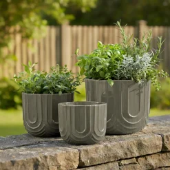 Lot de 3 cache-pots d'extérieur ronds (H36-30-24 cm) Milo Gris