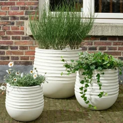 Lot de 3 cache-pots d'extérieur ronds (H49-37-27 cm) Jamie Blanc