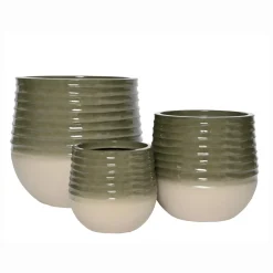 Lot de 3 cache-pots d'extérieur ronds (H49-37-27 cm) Jamie Gris et beige