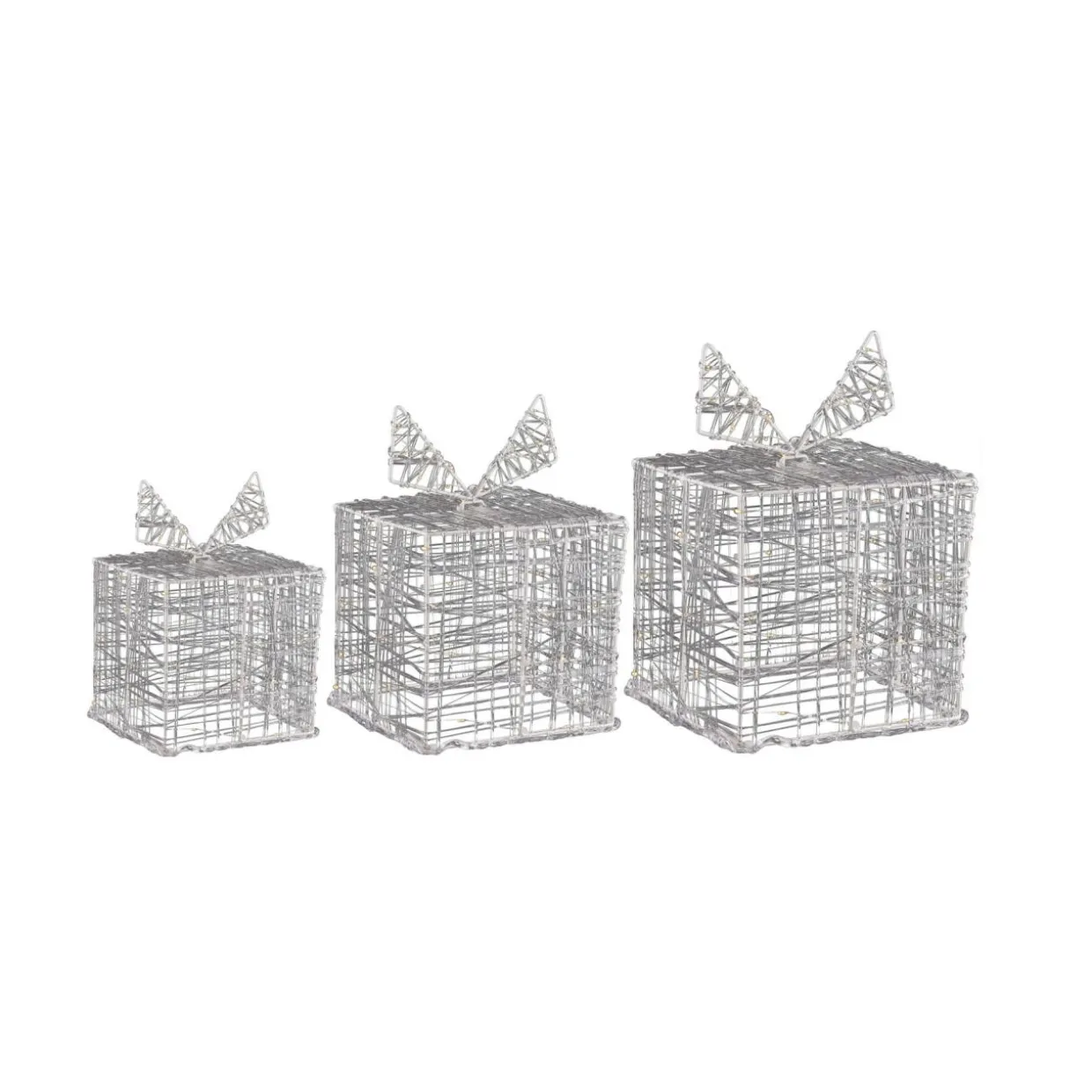 Lot de 3 cadeaux lumineux 90 LED (H15 cm) Santa Multicolore