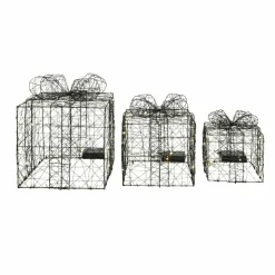 Lot de 3 cadeaux lumineux à piles 90 LED (H28 cm) Féerie Blanc chaud