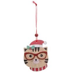 Lot de 4 Chats à suspendre (H12 cm) Christmas Multicolore