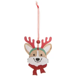 Lot de 4 Chiens à suspendre (H10 cm) Christmas Rouge