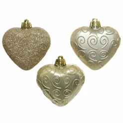 Lot de 6 coeurs de Noël à suspendre (H6 cm) Alpine Perle