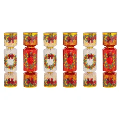 Lot de 6 crackers de Noël Festivités Rouge et Blanc