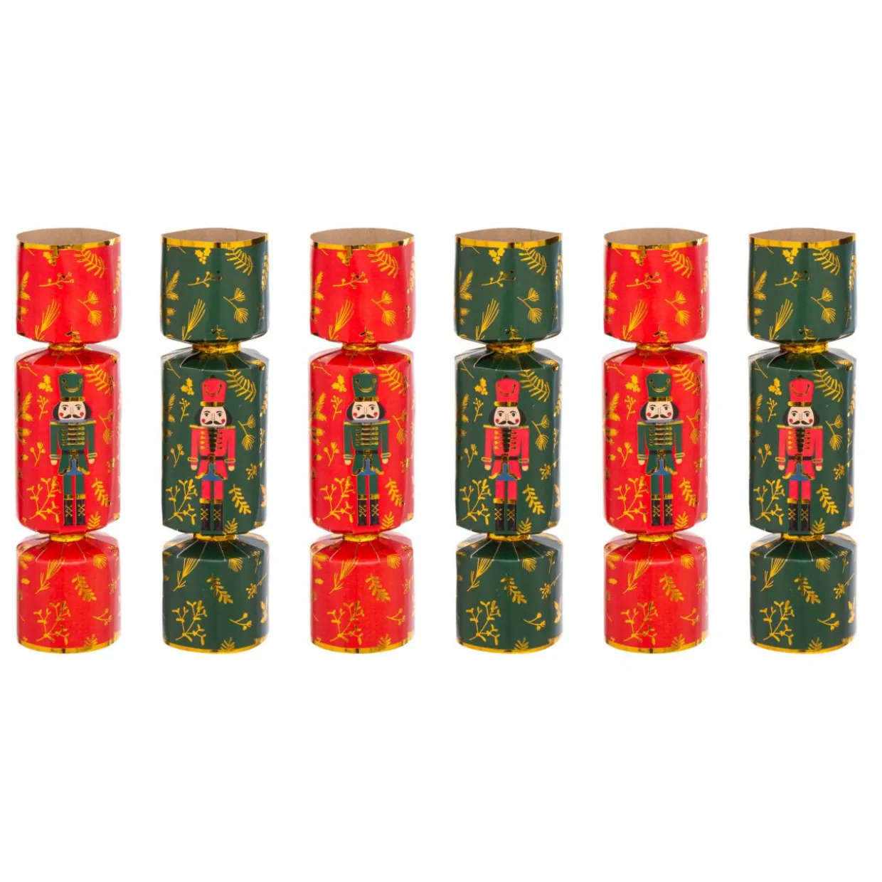 Lot de 6 crackers de Noël Soldats Casse-noisette Vert et Rouge