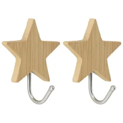 Lot de 2 crochets adhésifs 3M bambou (H6 cm) Etoiles