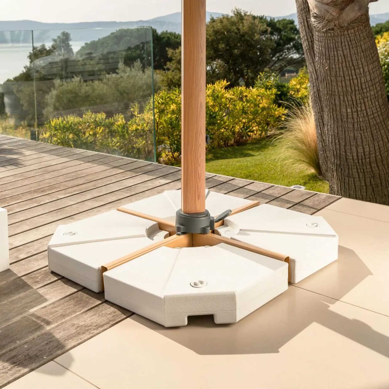 Lot de 4 dalles pour Parasol déporté 20L Blanches