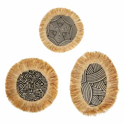 Lot de 3 décorations murales fibres naturelles (H32 cm) Nairobi Noir