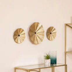 Lot de 3 décos murales métal (D33,5 cm) Leslie Or
