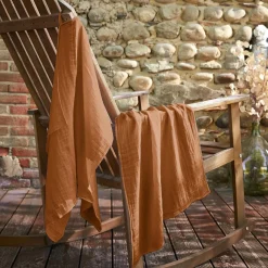 Lot de 2 essuie-mains gaze de coton (50 x 70 cm) Gaïa Abricot