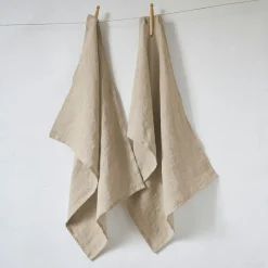 Lot de 2 essuie-mains lin lavé (50 x 70 cm) Louise Beige