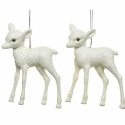 Lot de 2 faons à suspendre (H9 cm) Margeriaz Blanc
