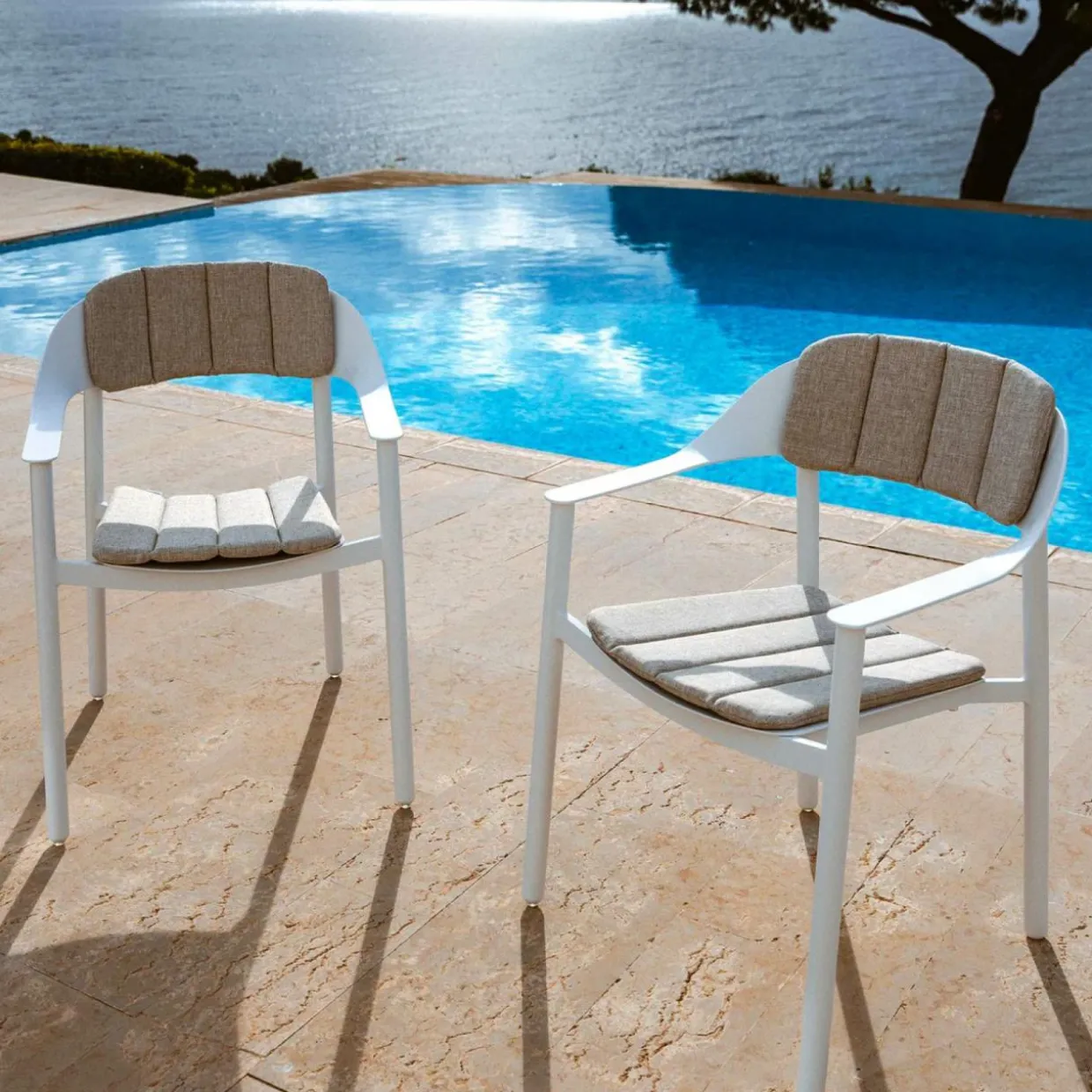 Lot de 2 fauteuils de jardin aluminium Monte Carlo Blanc
