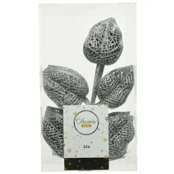 Lot de 12 feuilles à suspendre (H36 cm) Alpine Argent