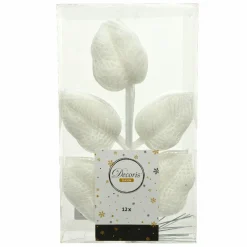 Lot de 12 feuilles à suspendre (H36 cm) Alpine Blanc