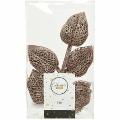 Lot de 12 feuilles à suspendre (H36 cm) Alpine Rose poudré