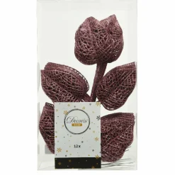 Lot de 12 feuilles à suspendre (H36 cm) Alpine Vieux rose