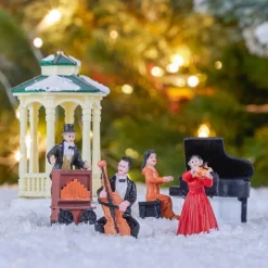 Lot de 5 figurines et accessoires pour village (H22 cm) Musique et kiosque