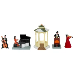 Lot de 5 figurines et accessoires pour village (H22 cm) Musique et kiosque