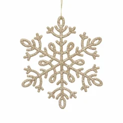 Lot de 8 flocons de Noël à suspendre (H11 cm) Dentelle Or