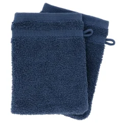 Lot de 2 gants de toilette coton (15 x 21 cm) Timeless Bleu marine