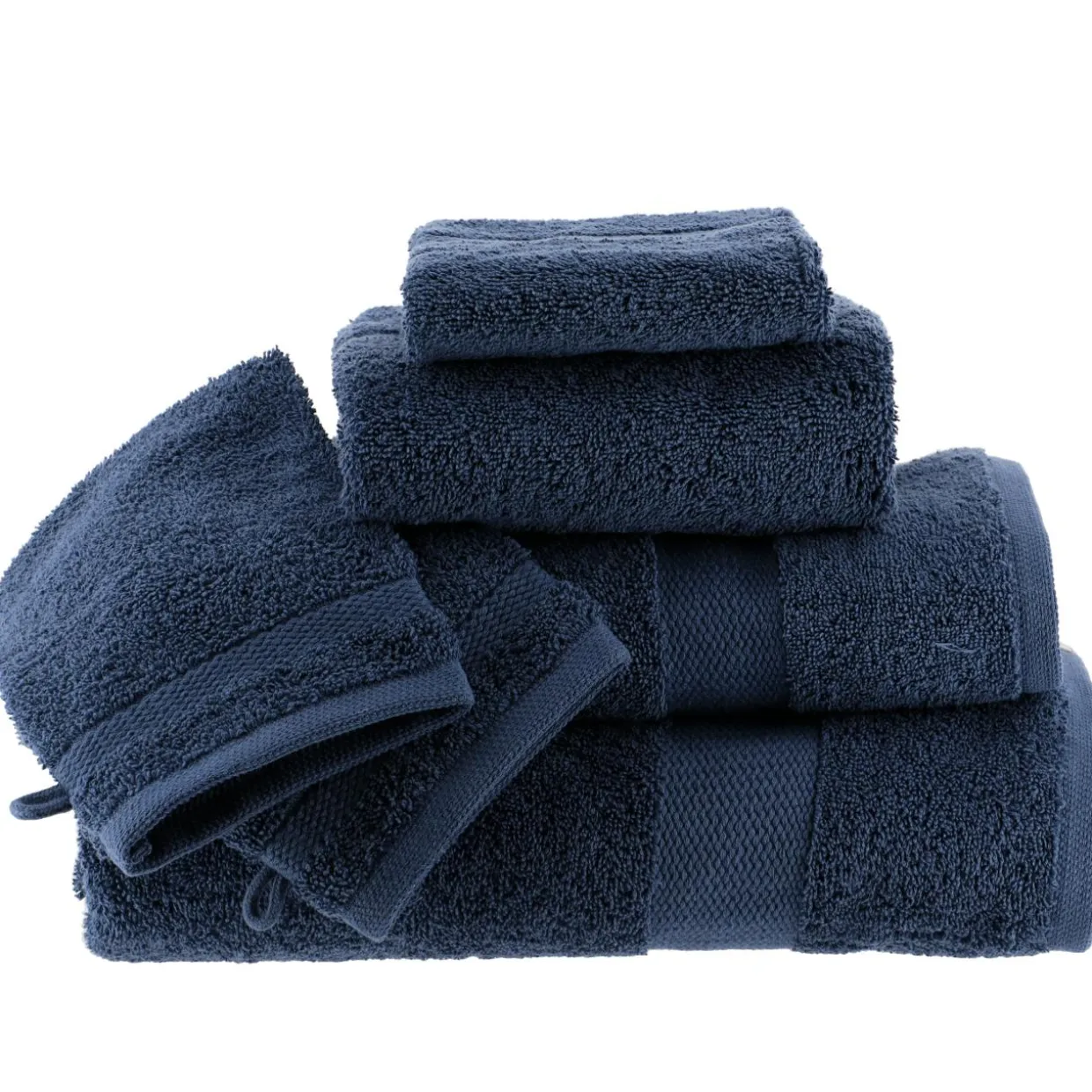 Lot de 2 gants de toilette coton (15 x 21 cm) Timeless Bleu marine