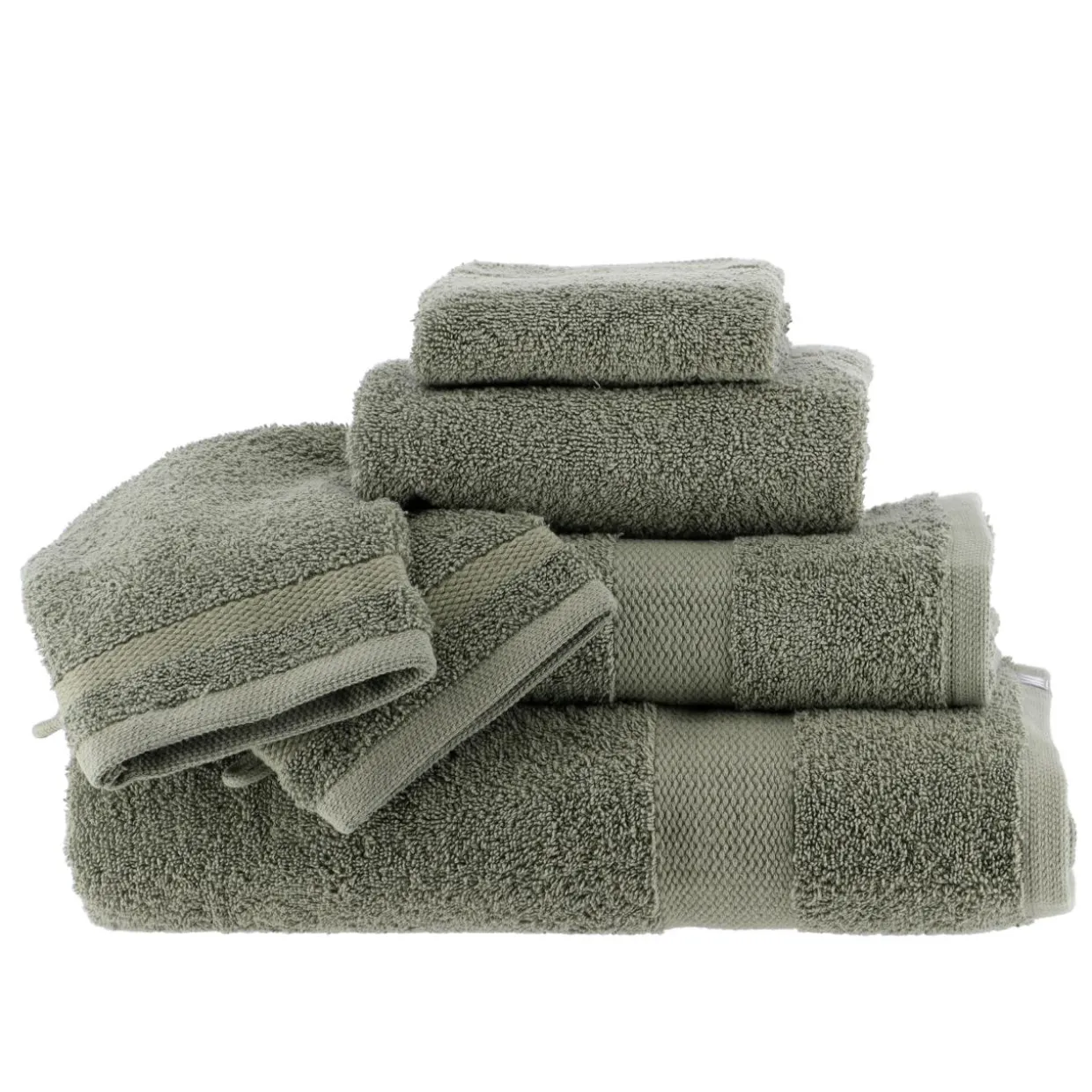Lot de 2 gants de toilette coton (15 x 21 cm) Timeless Vert kaki