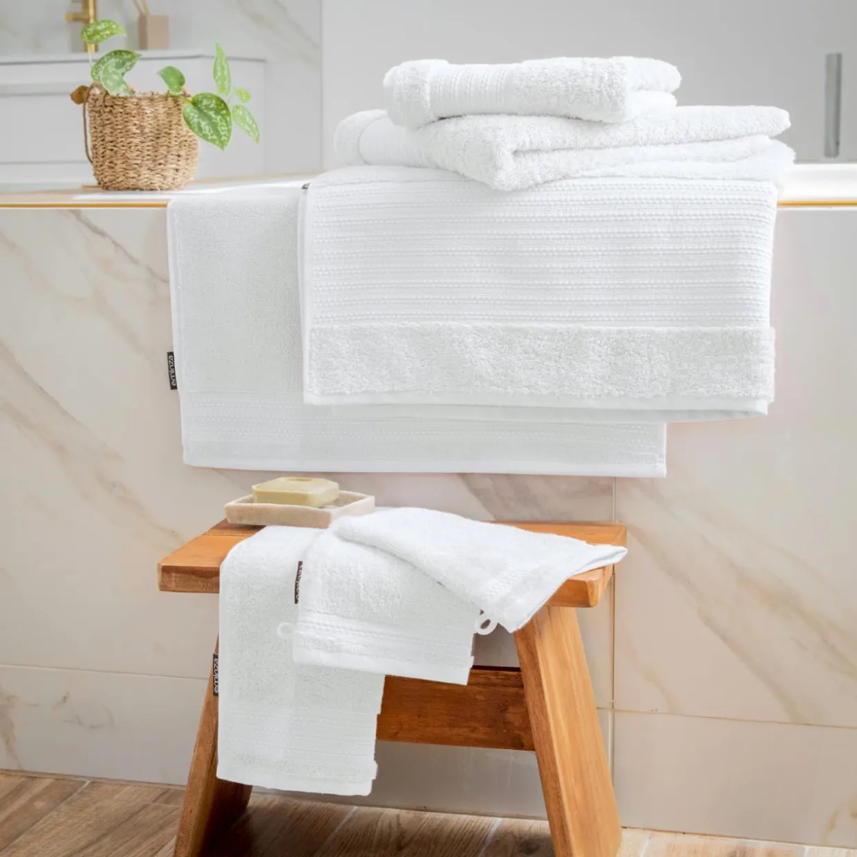 Lot de 2 gants de toilette coton bio (15 x 21 cm) Méline Blanc chantilly