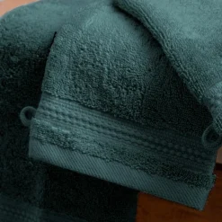 Lot de 2 gants de toilette coton bio (15 x 21 cm) Méline Vert émeraude