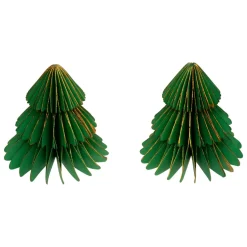 Lot de 2 minis Sapins décoratifs (H6 cm) Papier magnétique Vert