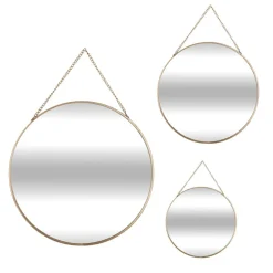 Lot de 3 miroirs en métal (D29 cm) Ovalia Or