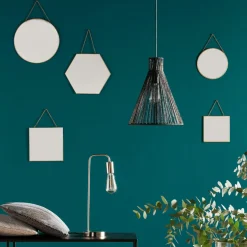 Lot de 3 miroirs en métal (H26 cm) Hexagonal Noir