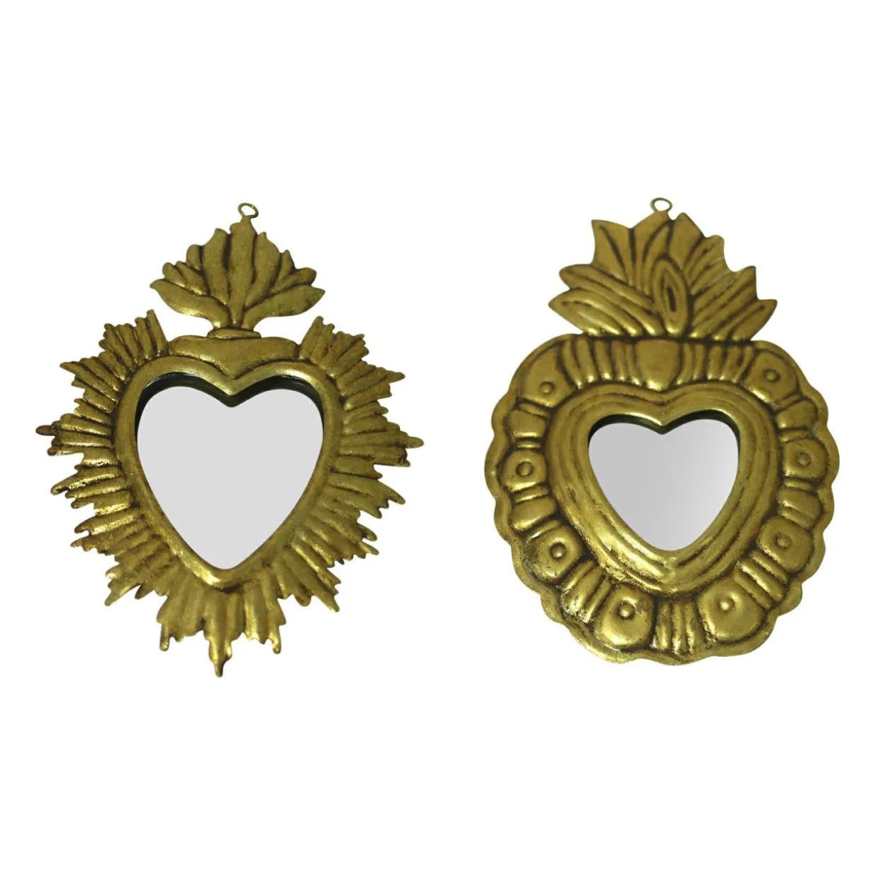 Lot de 2 miroirs métalisés Ex-Voto (H18 cm) Cœur Or