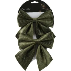 Lot de 2 Nœuds de Noël (H15 cm) London chic Vert