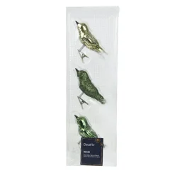 Lot de 3 Oiseaux en verre (8 cm) Christmas Bird Vert