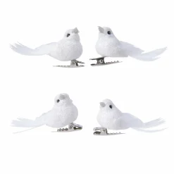 Lot de 4 oiseaux (H5 cm) Caribana Blanc