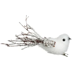 Lot de 3 oiseaux (H16 cm) Palermo sur pince Blanc