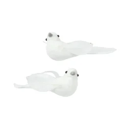 Lot de 2 Oiseaux sur pince (L11 cm) Niseko Blanc d'hiver