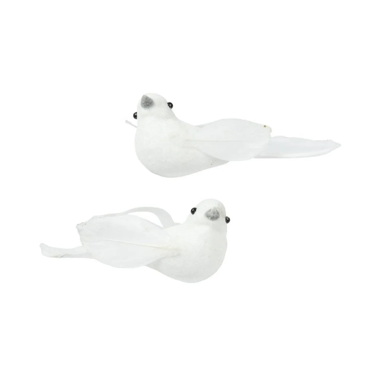 Lot de 2 Oiseaux sur pince (L11 cm) Niseko Blanc d'hiver