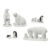 Lot de 3 ours polaires et 3 pingouins pour village de Noël