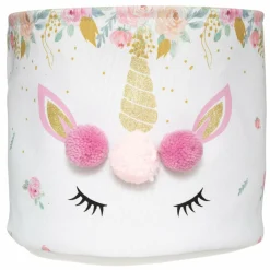 Lot de 2 paniers de rangement enfant Licorne Rose