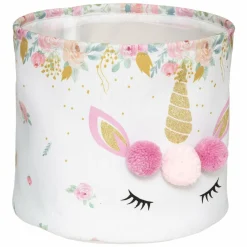 Lot de 2 paniers de rangement enfant Licorne Rose