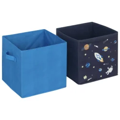 Lot de 2 paniers de rangement enfant (29 x 29 cm) Espace Bleu