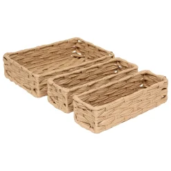 Lot de 3 paniers de rangement tressés bas (27 x 20 cm) Garlic Beige
